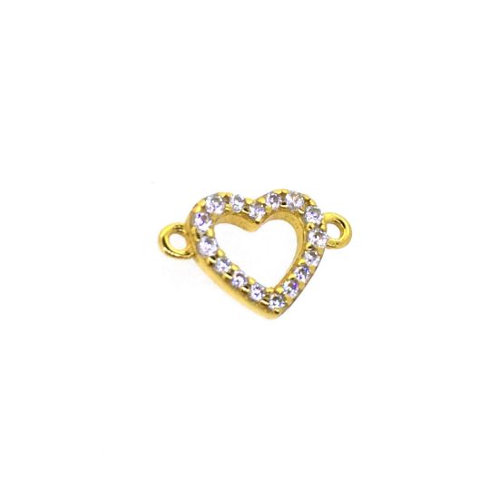 Gold Over Sterling Silver Heart Charm with CZ stones 8*7mm