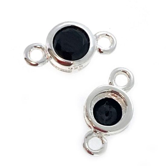 	Wholesale Sterling Silver CZ Stone Tiny Round Connectors - 4mm 