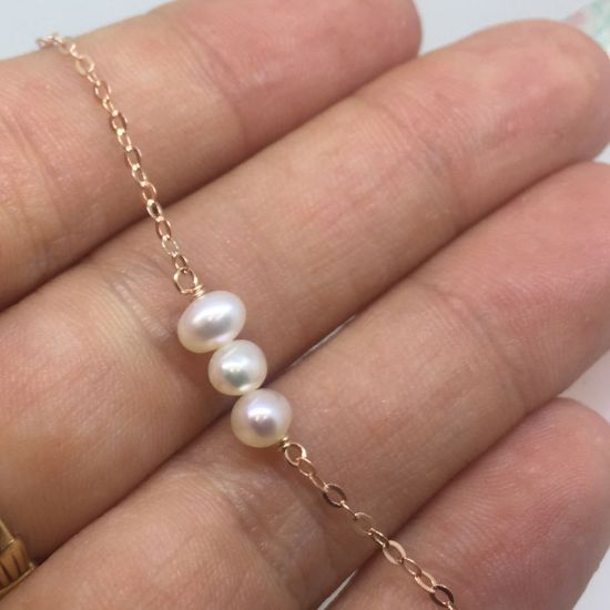 Wholesale Sterling Silver or 14K Gold Filled Triple Pearl Bracelet Adjustable Length 6.5-8"