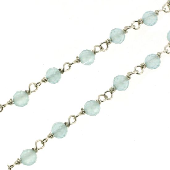 Wholesale Sterling Silver Peru Rosary Chain By the Foot - 3mm Round Faceted Beads