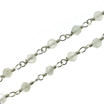 Wholesale Sterling Silver Rainbow Moonstone  Rosary Chain By the Foot