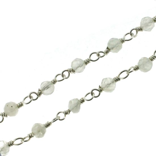 Wholesale Sterling Silver Rainbow Moonstone  Rosary Chain By the Foot