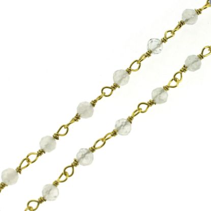 Wholesale Gold over Sterling Silver Rainbow Moonstone  Rosary Chain By the Foot