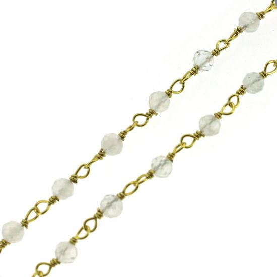 Wholesale Gold over Sterling Silver Rainbow Moonstone  Rosary Chain By the Foot