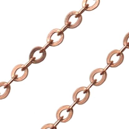 Wholesale Chain, Rose Gold plated Sterling Silver Flat Cable Oval Chain 2.3mm Bulk Chain by the foot