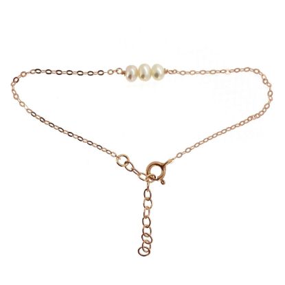 Wholesale Sterling Silver or 14K Gold Filled Triple Pearl Bracelet Adjustable Length 6.5-8"
