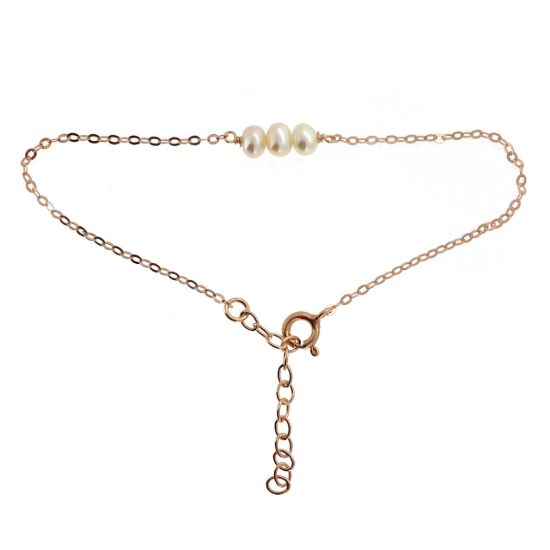 Wholesale Sterling Silver or 14K Gold Filled Triple Pearl Bracelet Adjustable Length 6.5-8"