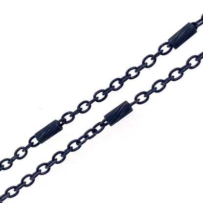 Wholesale Black Oxidized Sterling Silver Bulk Chain - 4mm Textured Bar Satellite Chain (Sold per foot)