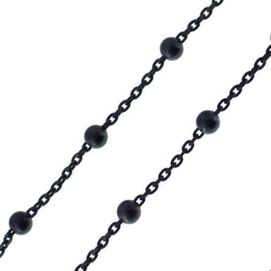 Wholesale Oxidized Sterling Silver Bulk Chain - 3mm Ball Satellite Bead Chain (sold per foot)