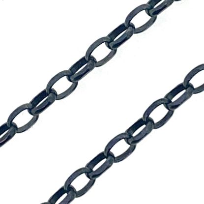 Wholesale Black Oxidized Sterling Silver Bulk Chain - 2mm Oval Diamond Cut Rolo Chain (Sold per foot)