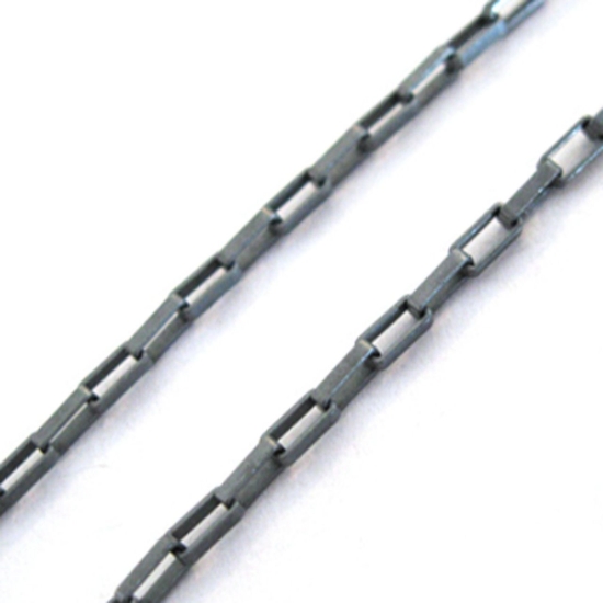 Wholesale chains, Oxidized Sterling Silver Small Rectangle Box Chain 3.2x1.7mm, Bulk Chain by the foot