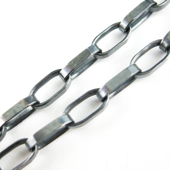 Wholesale Oxidized Sterling Silver Chain, 7.5x3.5mm Long Oval Rolo Chain Bulk Chain by the foot
