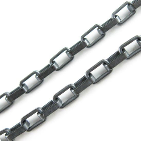 Wholesale chains, Oxidized Sterling Silver Heavy Box Chain 4.5x2.5mm Rectangle Links, Bulk Chain by the foot