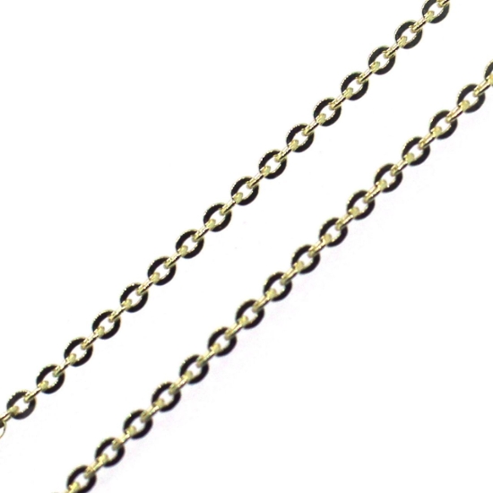 Wholesale Gold over Sterling Silver Bulk Chain - 1.3x1.5mm Solid Flat Cable Chain (sold per foot)