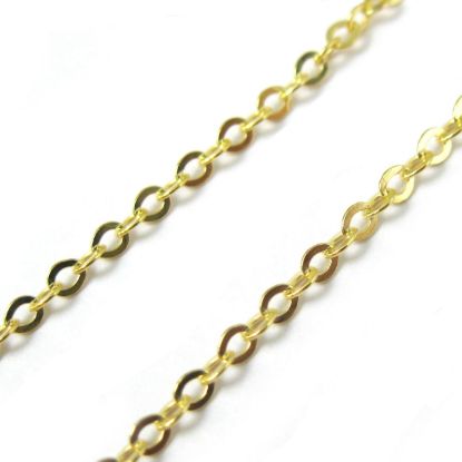 Wholesale Chain, Gold plated Sterling Silver Vermeil Flat Cable Oval Chain 2.3mm Bulk Chain by the foot