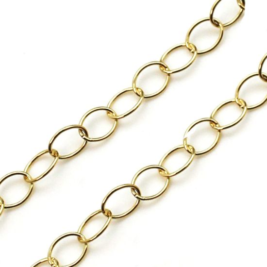 Wholesale Chain, Gold plated Sterling Silver Big Round Oval Cable Chain 8 by 6mm Bulk Chain by the foot