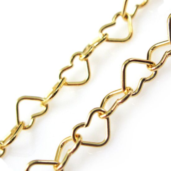 Wholesale Chain, Gold plated Sterling Silver Heart Chain Link, Bulk Chain by the foot