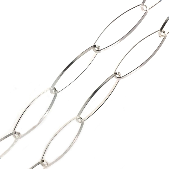 Wholesale Chain, 925 Sterling Silver Diamond Cut Oval Chain 17.5x5.5mm Bulk Chain by the foot
