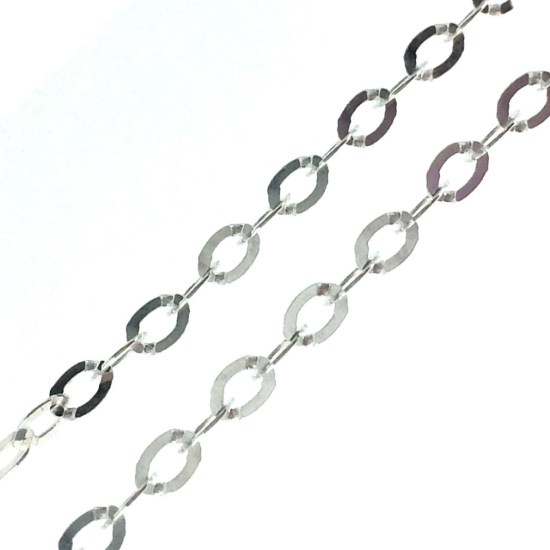 Wholesale Chain, 925 Sterling Silver Flat Cable Oval Chain 3 by 3.5mm Bulk Chain by the foot