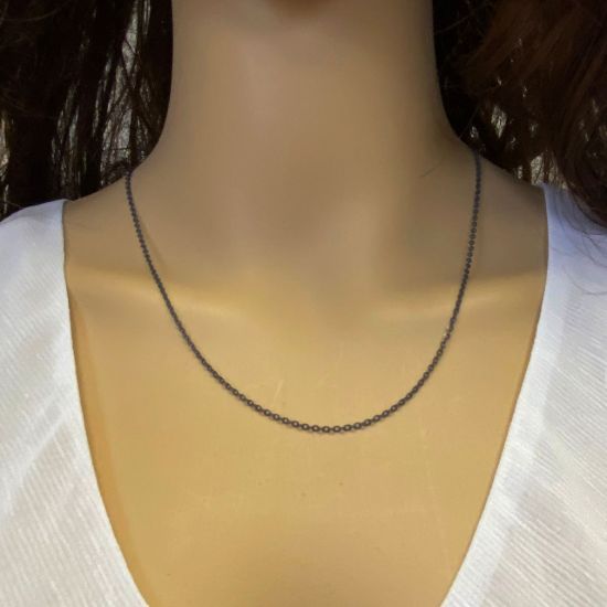 wholesale oxidized sterling silver cable chain necklace