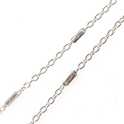 Wholesale Sterling Silver Bulk Chain - 4mm Textured Bar Satellite Chain (Sold per foot)