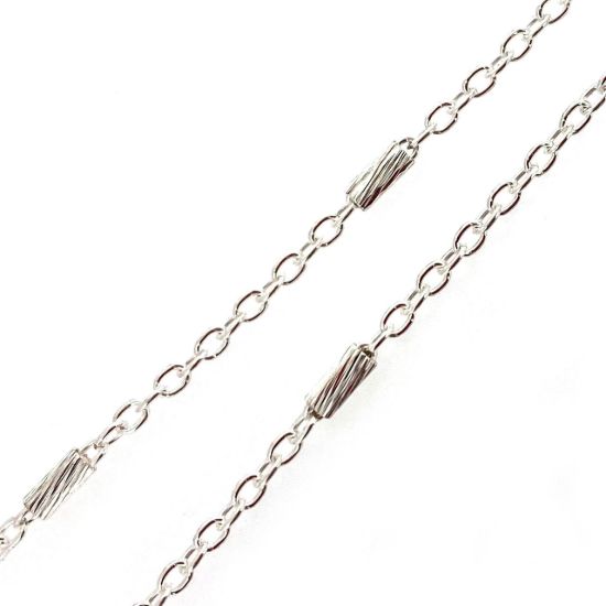 Wholesale Sterling Silver Bulk Chain - 4mm Textured Bar Satellite Chain (Sold per foot)