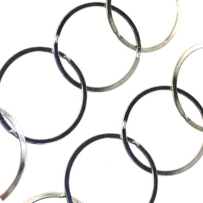 Wholesale Chain, Rhodium plated Sterling Silver Flat Circle Chain 22mm Bulk Chain by the foot