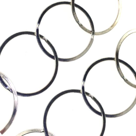 Wholesale Chain, Rhodium plated Sterling Silver Flat Circle Chain 22mm Bulk Chain by the foot