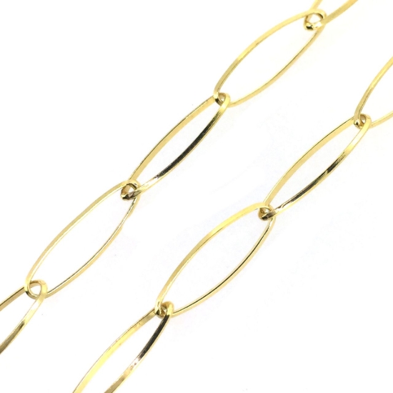 Wholesale Gold Over Sterling Silver Bulk Chain - 18x5.5mm Big Diamond Cut Oval Cable Chain (sold per foot)