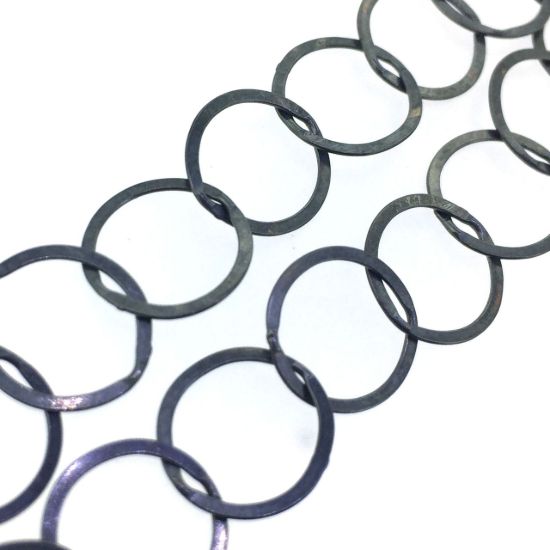 Wholesale Chain, Oxidized Sterling Silver Flat Circle Chain 10mm Bulk Chain by the foot