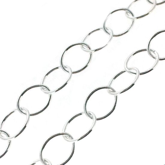 Wholesale Chain, 925 Sterling Silver Big Round Oval Cable Chain 8 by 6mm Bulk Chain by the foot