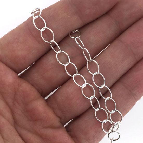 Wholesale Chain, 925 Sterling Silver Big Round Oval Cable Chain 8 by 6mm Bulk Chain by the foot