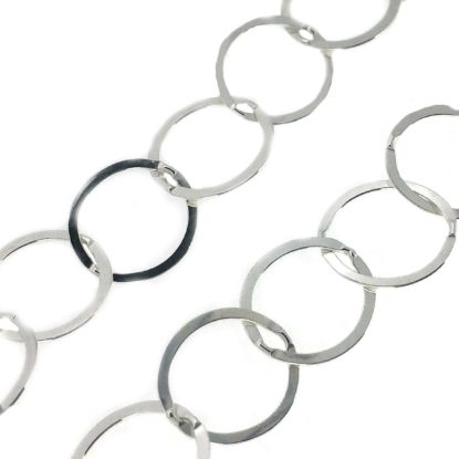 Wholesale Chain, Sterling Silver Flat Circle Chain 10mm Bulk Chain by the foot