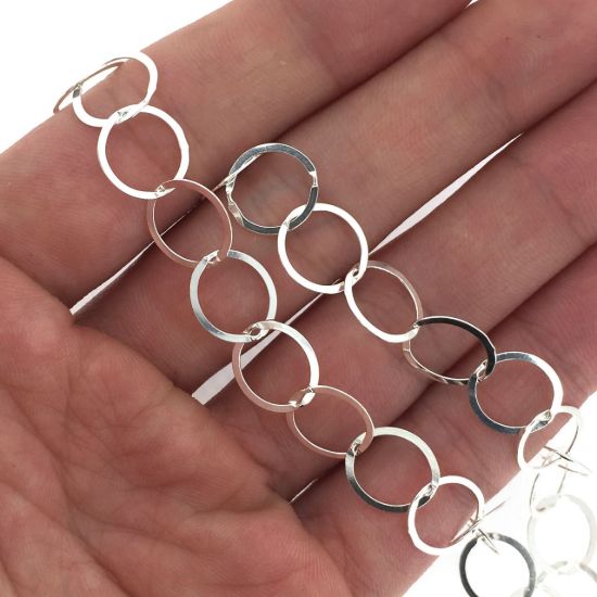 Wholesale Chain, Sterling Silver Flat Circle Chain 10mm Bulk Chain by the foot