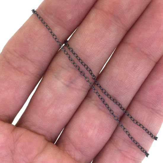 Wholesale Chain, Oxidized Sterling Silver Light Cable Chain 2 by 1.5mm Bulk Chain by the foot