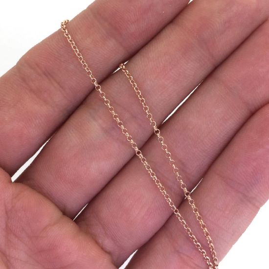 Wholesale Chain, Rose Gold plated Sterling Silver 1mm Rolo Chain, Bulk Chain by the foot