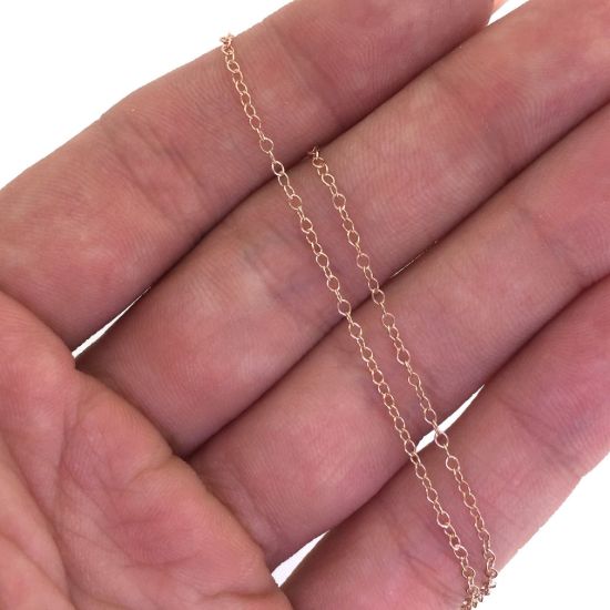 Wholesale Chain, Rose Gold plated Sterling Silver Light Cable Chain 2 by 1.5mm Bulk Chain by the foot