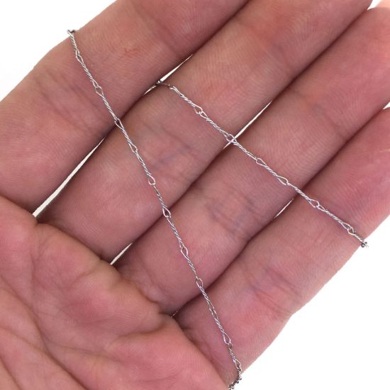 Wholesale chains, Rhodium plated Sterling Silver Fancy Twisted Chain 6.7 by 1mm, bulk chain by the foot