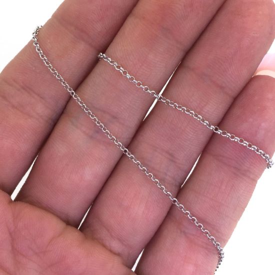 Wholesale Chain, Rhodium plated Sterling Silver 1mm Rolo Chain, Bulk Chain by the foot