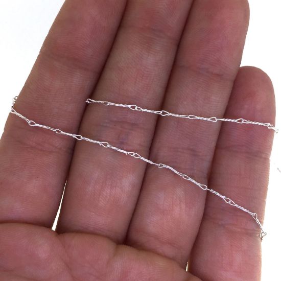 Wholesale chains, 925 Sterling Silver Fancy Twisted Chain 6.7 by 1mm, bulk chain by the foot