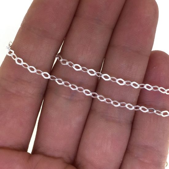 Wholesale Chains, 925 Sterling Silver 3mm Diamond Shape Flat Cable Chain, Bulk Chain by the foot