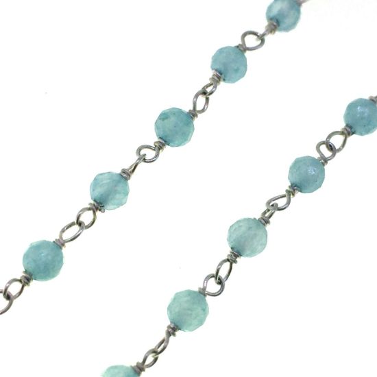 Wholesale Jewelry making chains- Aquamarine  rosary chains for permanent jewelry