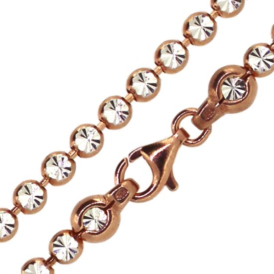 Wholesale Rose Gold Over Sterling Silver Finished Chain - Diamond Cut Bead Chain