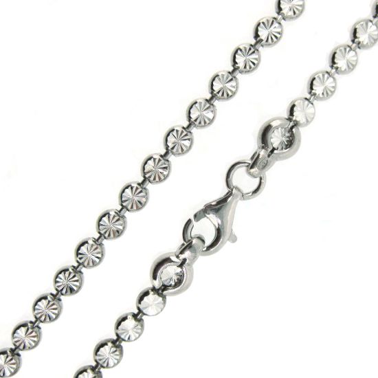 Wholesale Rhodium Over Sterling Silver Finished Chain - Diamond Cut Bead Chain