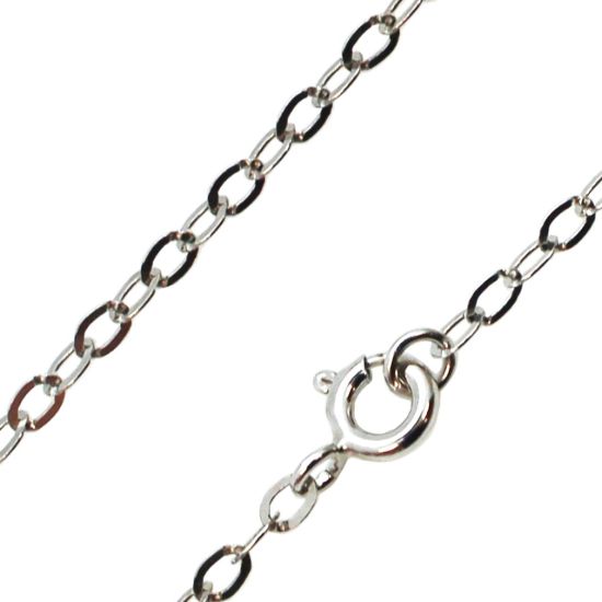 Wholesale Rhodium plated Sterling Silver 3.5mm Flat Cable Oval Chain, Wholesale Bulk Necklace Chains