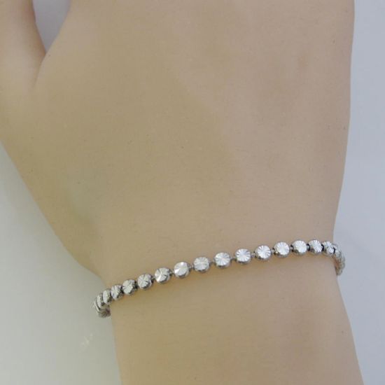 Wholesale Rhodium Over Sterling Silver Finished Chain - Diamond Cut Bead Chain