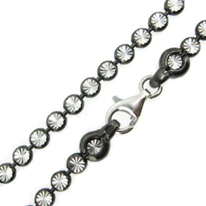 Wholesale Oxidized Sterling Silver Finished Chain - Diamond Cut Bead Chain