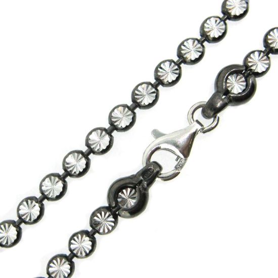 Wholesale Oxidized Sterling Silver Finished Chain - Diamond Cut Bead Chain