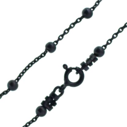 Wholesale Oxidized Sterling Silver Finished Chain - 3mm Ball Satellite Cable Chain
