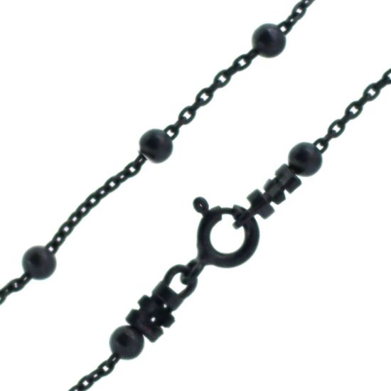 Wholesale Oxidized Sterling Silver Finished Chain - 3mm Ball Satellite Cable Chain